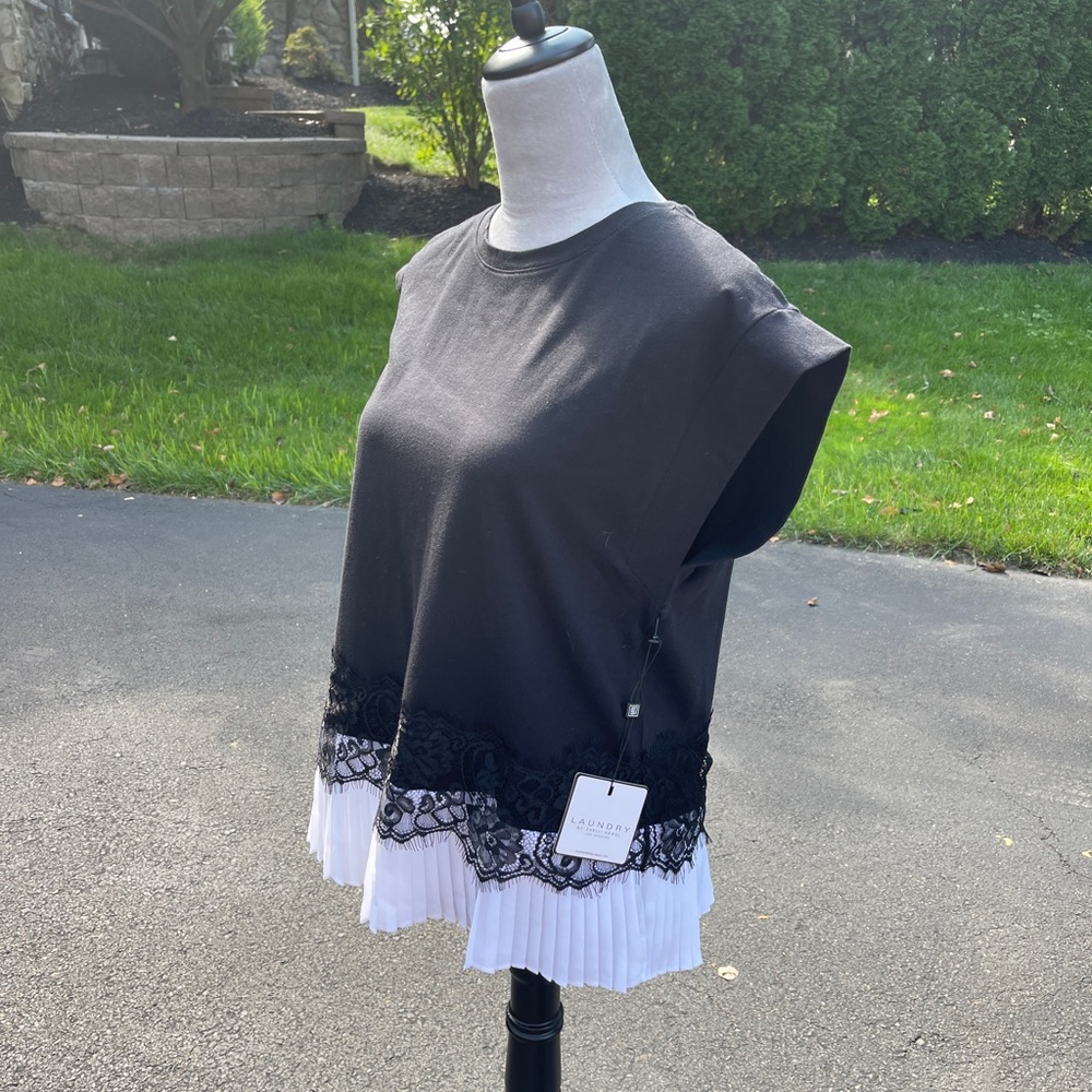 NWT black top w/black lace. Size SP. Made by Laundry by Shelley Siegel, LA